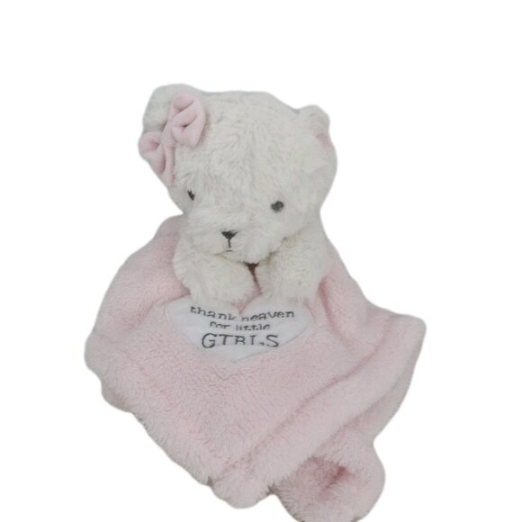 SECURITY Blanket BABY GEAR PINK White Teddy BEAR Heart LOVEY Plush Thank HEAVEN - Picture 7 of 11